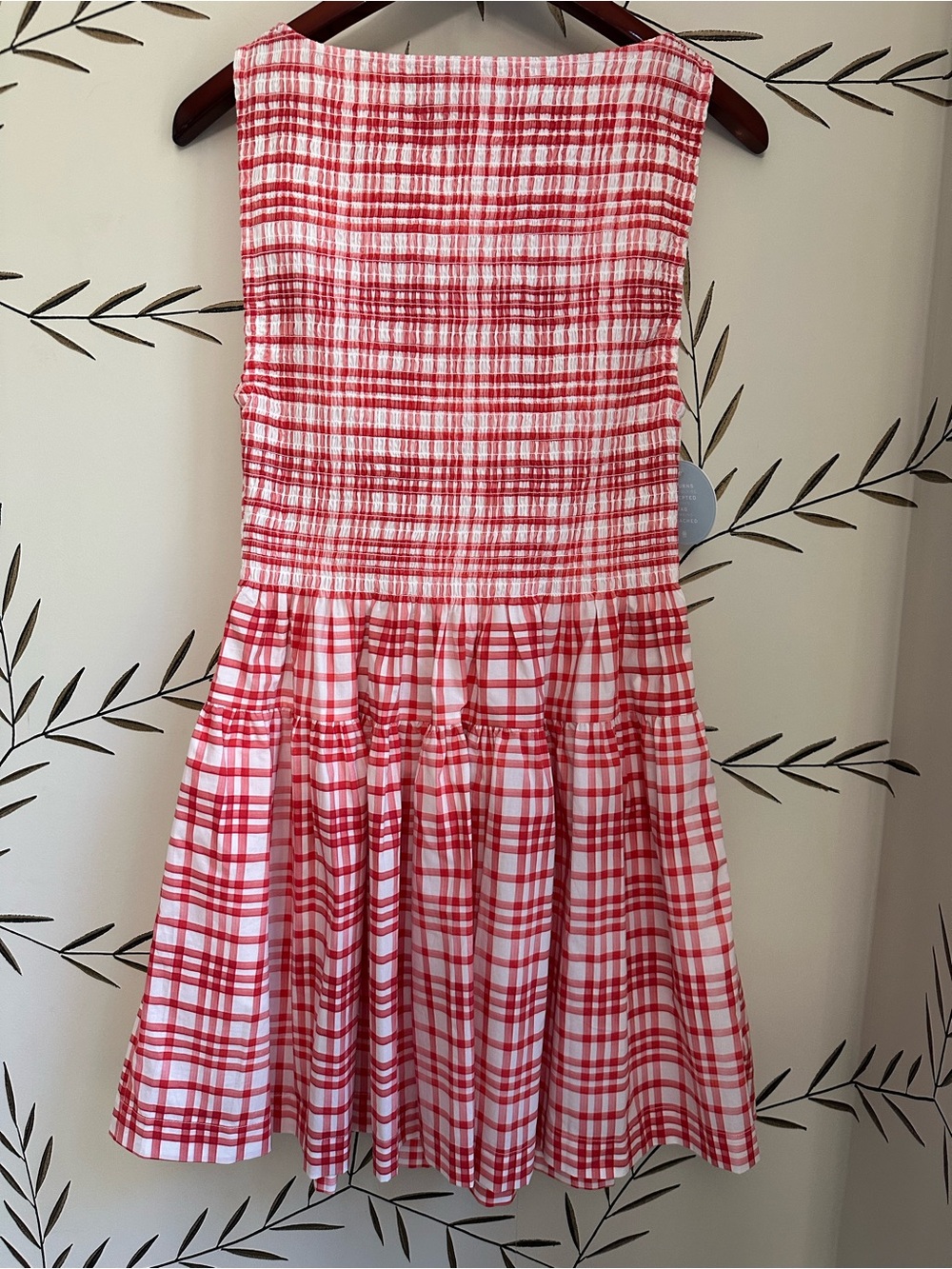 NEW Hill House Cosima Mini nap dress. Watercolor Gingham - Cherry. S. NWT - Picture 6 of 7